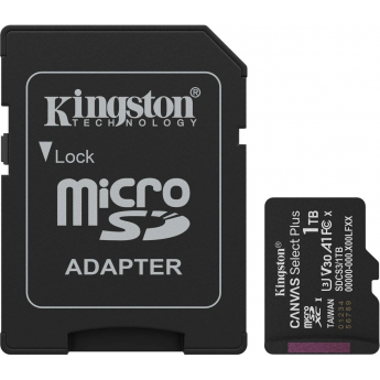 Карта памяти 1Tb MicroSD KINGSTON CANVAS SELECT PLUS + SD адаптер (SDCS3/1TB)