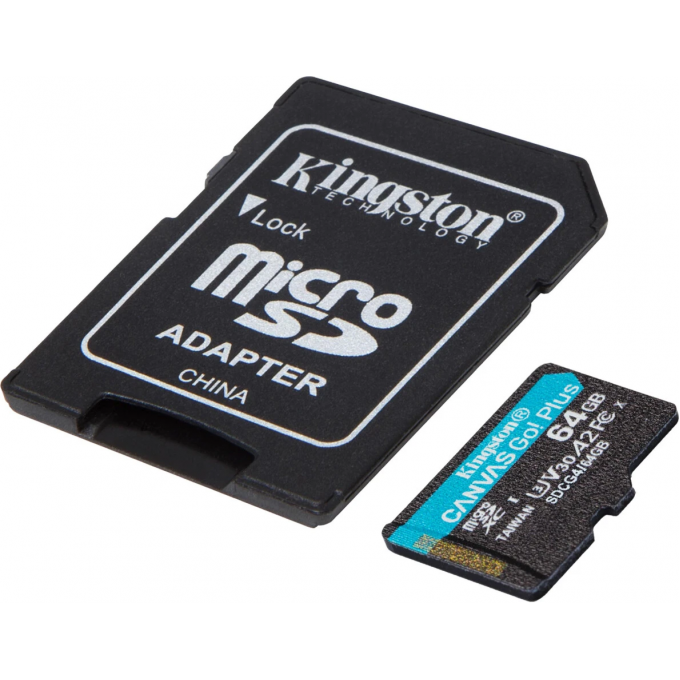Карта памяти 64Gb MicroSD KINGSTON CANVAS GO! PLUS + SD адаптер () SDCG4/64GB