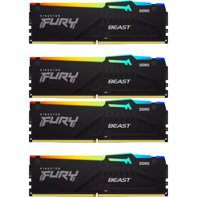 Память оперативная KINGSTON FURY BEAST RGB XMP 128GB 5600MT/s DDR5 CL40 DIMM (Kit of 4) KF556C40BBAK4-128