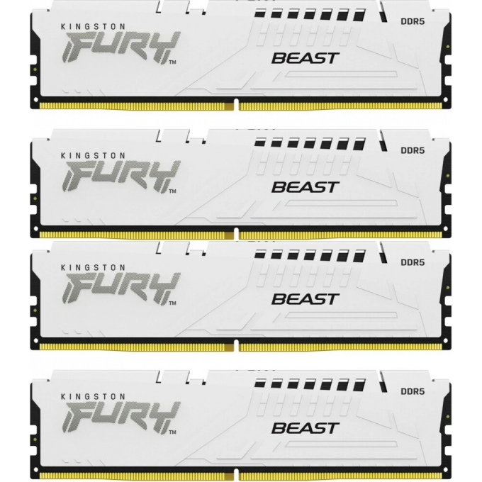 Память оперативная KINGSTON FURY BEAST WHITE XMP 128GB 5200MT/s DDR5 CL40 DIMM KF552C40BWK4-128