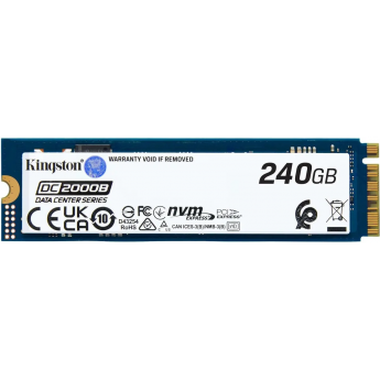 Твердотельный накопитель KINGSTON SSD DC2000B 240GB, M.2 22x80mm, NVMe, PCIe Gen 4x4, 3D TLC, R/W 4500/400MB/s, IOPs 260 000/18 000, TBW 175, DWPD 0.4 Твердотельный накопитель KINGSTON SSD DC2000B 240GB, M.2 22x80mm, NVMe, PCIe Gen 4x4, 3D TLC, R/W 4500/400MB/s, IOPs 260 000/18 000, TBW 175, DWPD 0.4